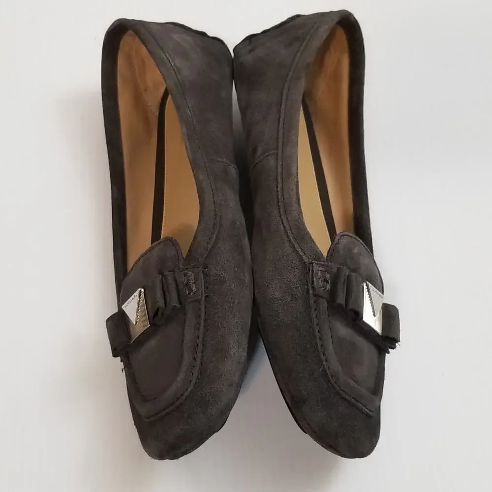 Michael Kors Women's Suede Flats Moccasins Gray Casual Caroline Size 8.5 M EUC
